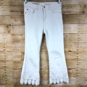 PILCO AND THE LETTERPRESS | Winter White Crop Lace Jeans